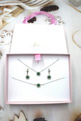 Dámsky set šperkov Pebble - silver/green