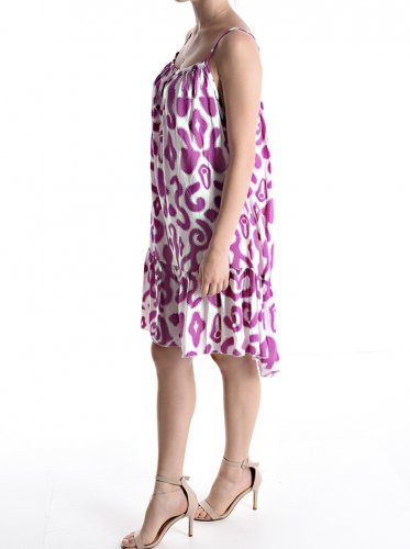 Dámske krátke šaty Animal print - fialové - Veľkosť: Univerzálna