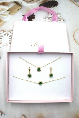 Dámsky set šperkov Pebble - Gold/green