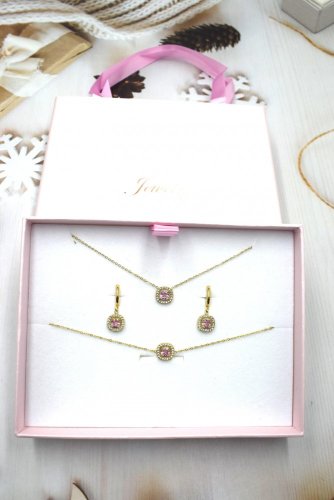 Dámsky set šperkov Pebble - Gold/pink