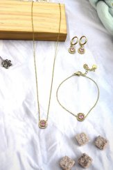 Dámsky set šperkov Pebble - Gold/pink