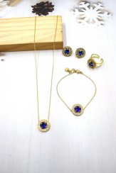 Dámsky set šperkov Hoop - Gold/Blue