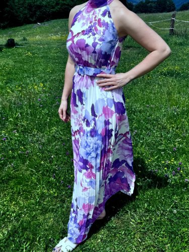 Dámske plisované šaty - Fialové - Farba: Fialová, Veľkosť: Univerzálna