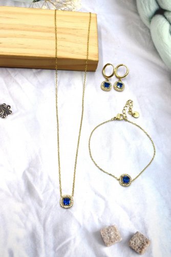 Dámsky set šperkov Pebble - Gold/blue